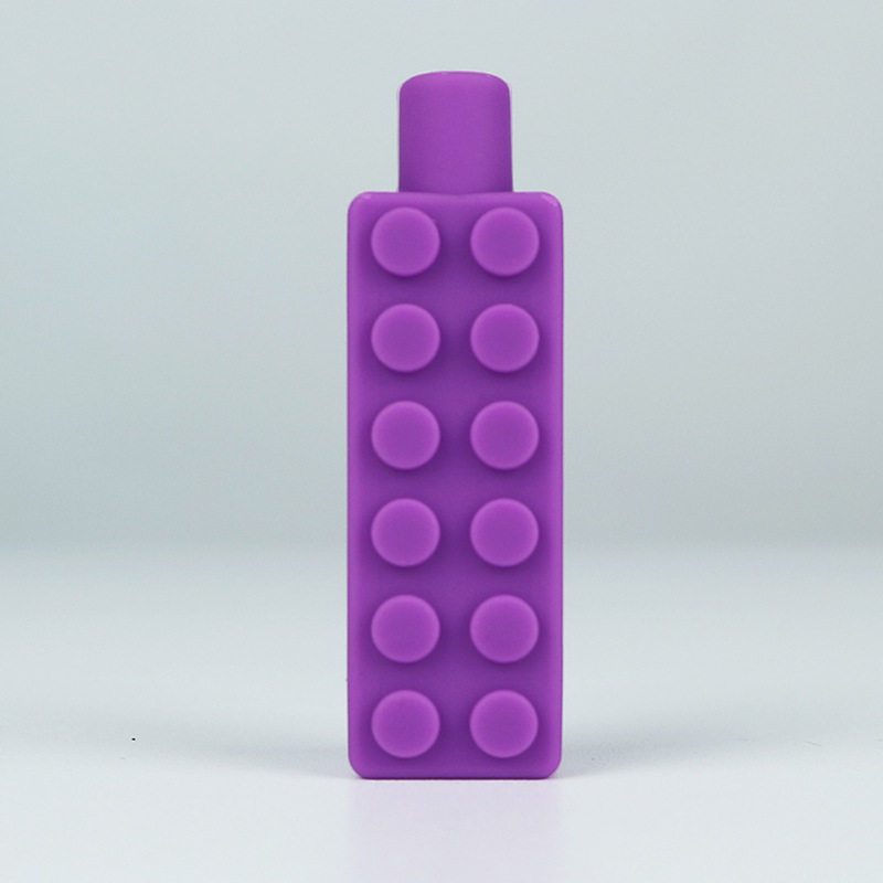 Leafree Natural Silicone Rainbow Building Block Teether Baby Teething Play Toy Infant Teether Silicone Chew Pencil Topper